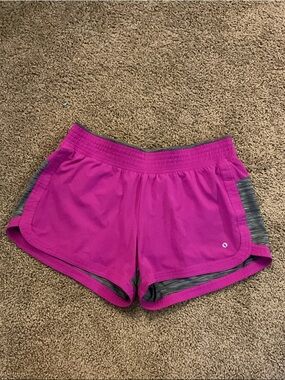 Xersion Fuchsia Athletic Swim Shorts with Gray Side Panels